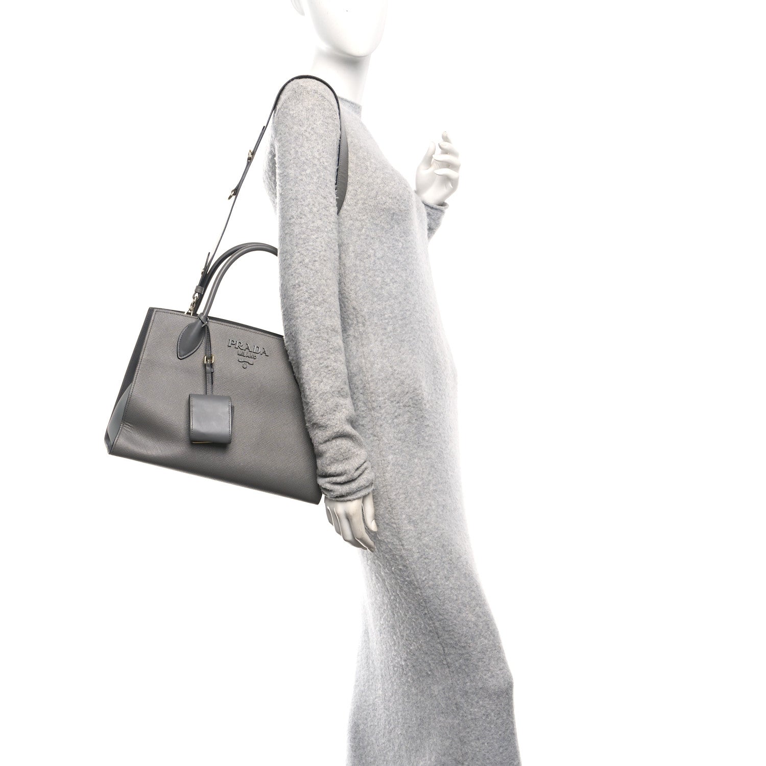Prada Saffiano Cuir Calfskin Medium Monochrome Top Handle Tote
