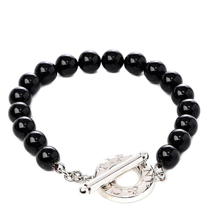Tiffany Sterling Silver Black Onyx Bead Toggle Bracelet 1 of 5