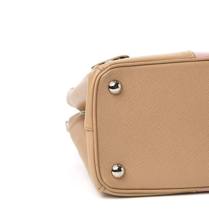 Prada Saffiano Small Bi-Color Galleria Double Zip Tote Pesco Naturale 9 of 11
