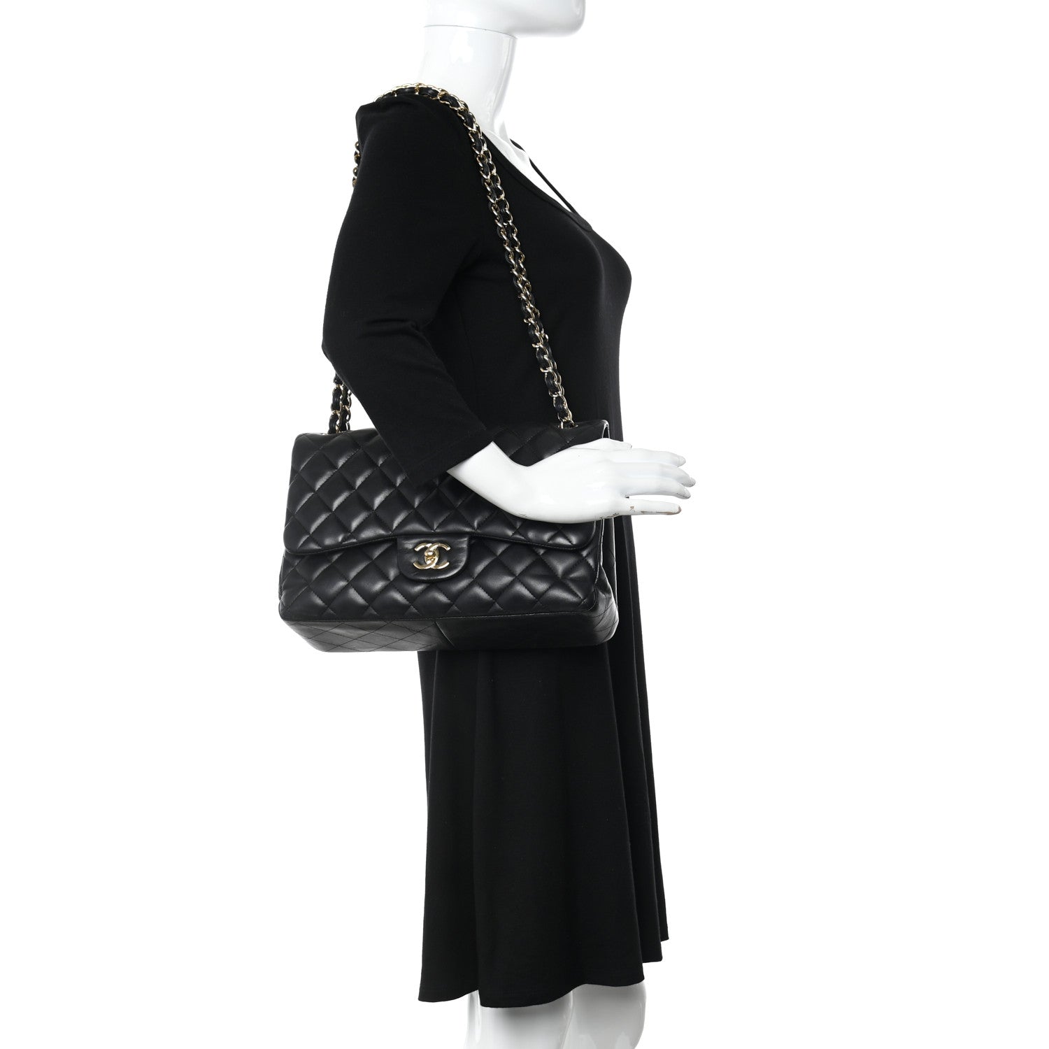 Chanel Lambskin Quilted Jumbo Double Flap Black 2 of 15