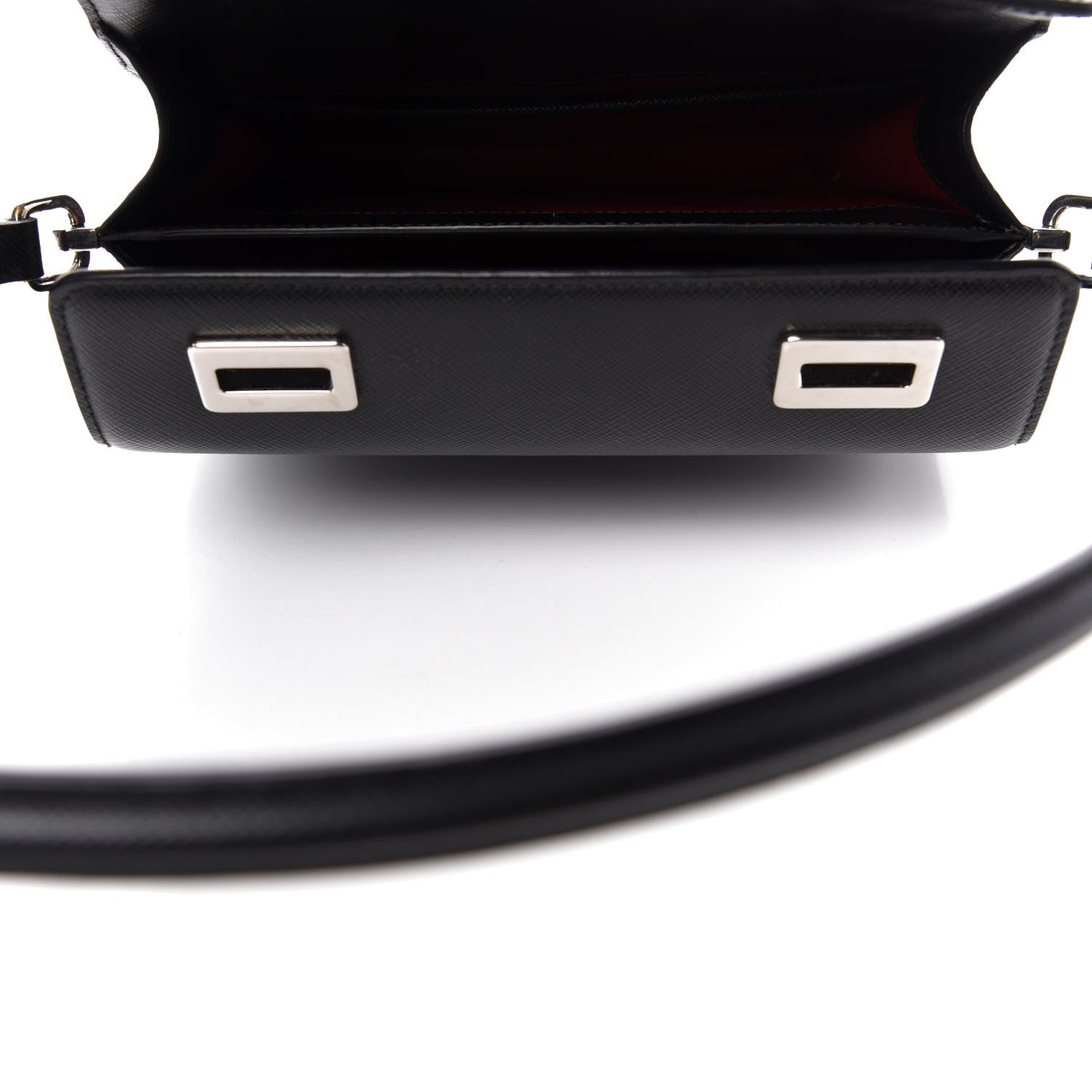 Prada Saffiano Lipstick Print Shoulder Bag Black Multicolor 5 of 9