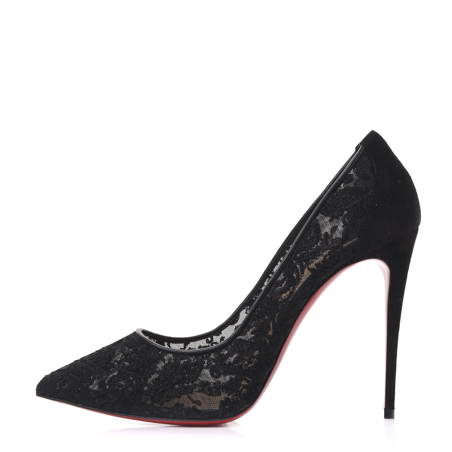 Christian Louboutin Veau Velours Florale Lace Follies 100 Pumps 41.5 Black 1 of 8