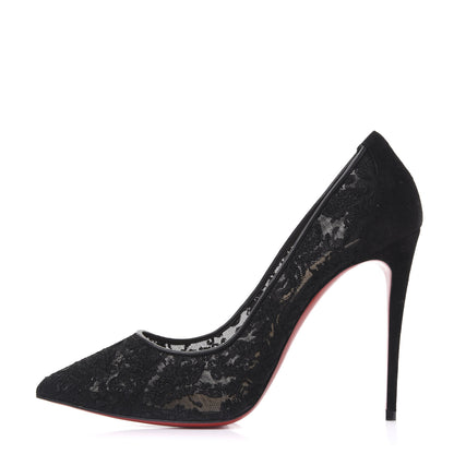 Christian Louboutin Veau Velours Florale Lace Follies 100 Pumps 41.5 Black 1 of 8