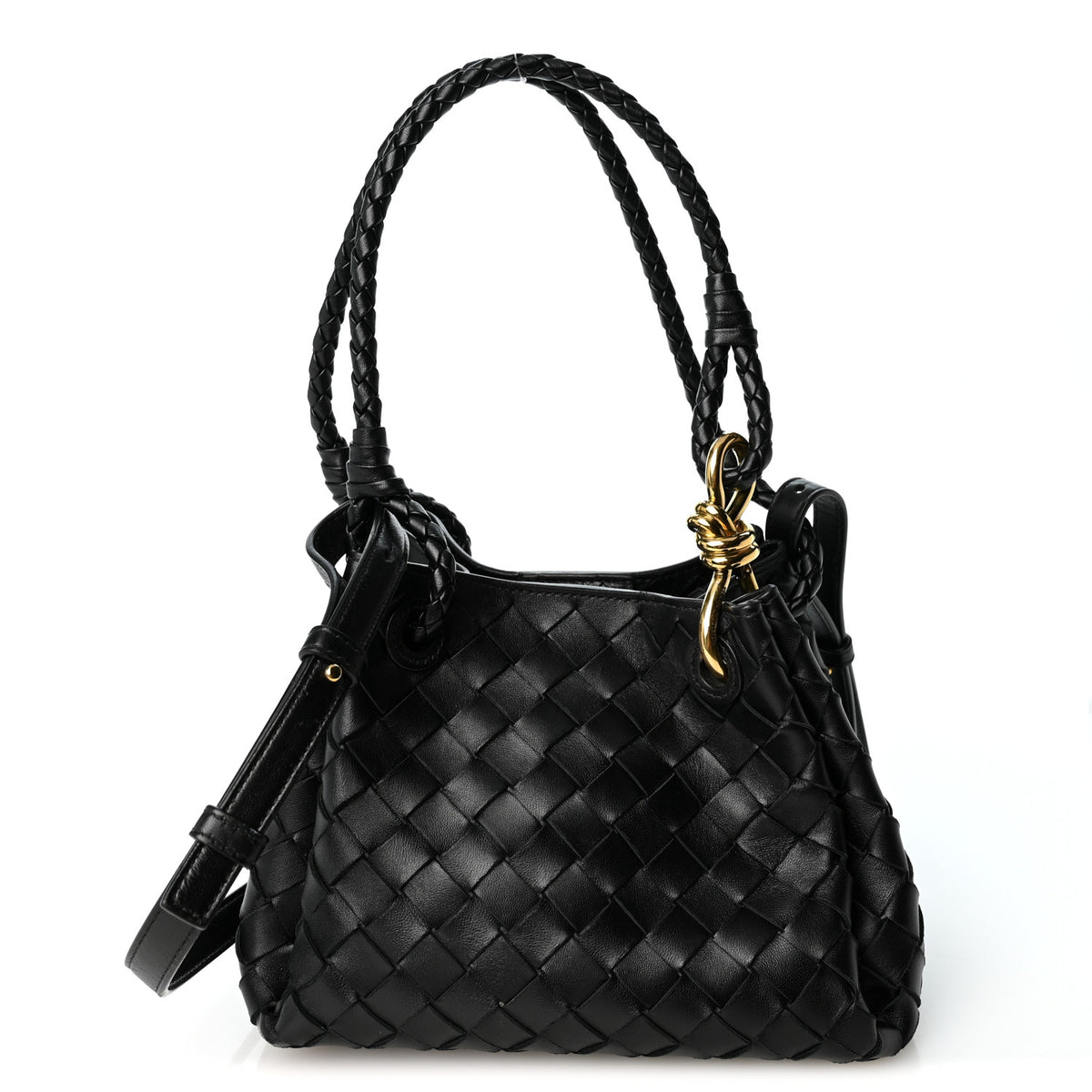 Nappa Intrecciato Small Parachute Shoulder Bag Black