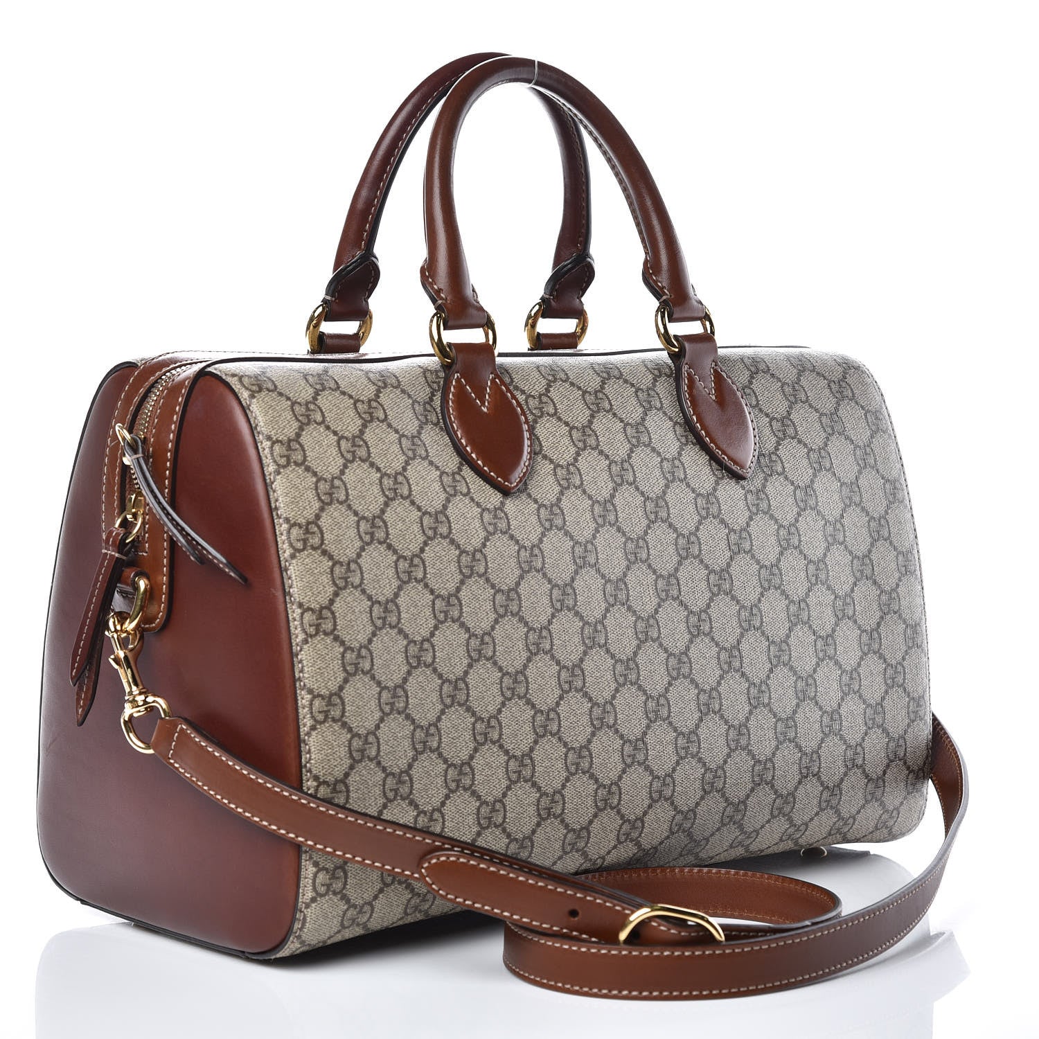 Gucci GG Supreme Monogram Medium Boston Beige Cuir 3 of 15