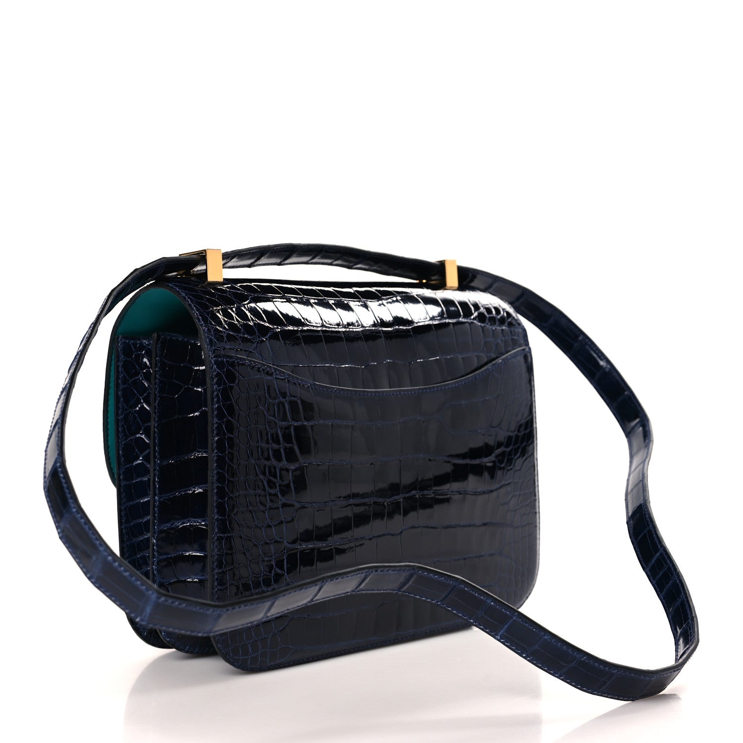 Hermes Shiny Alligator Verso Constance 24 Blue Saphire Bleu Paon 3 of 10