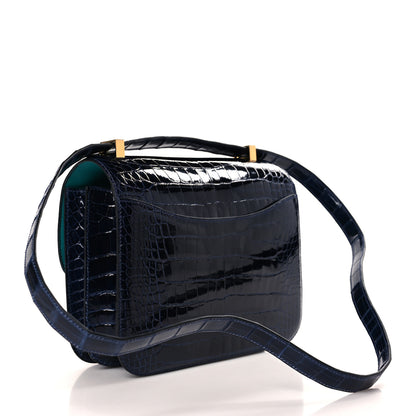 Hermes Shiny Alligator Verso Constance 24 Blue Saphire Bleu Paon 3 of 10