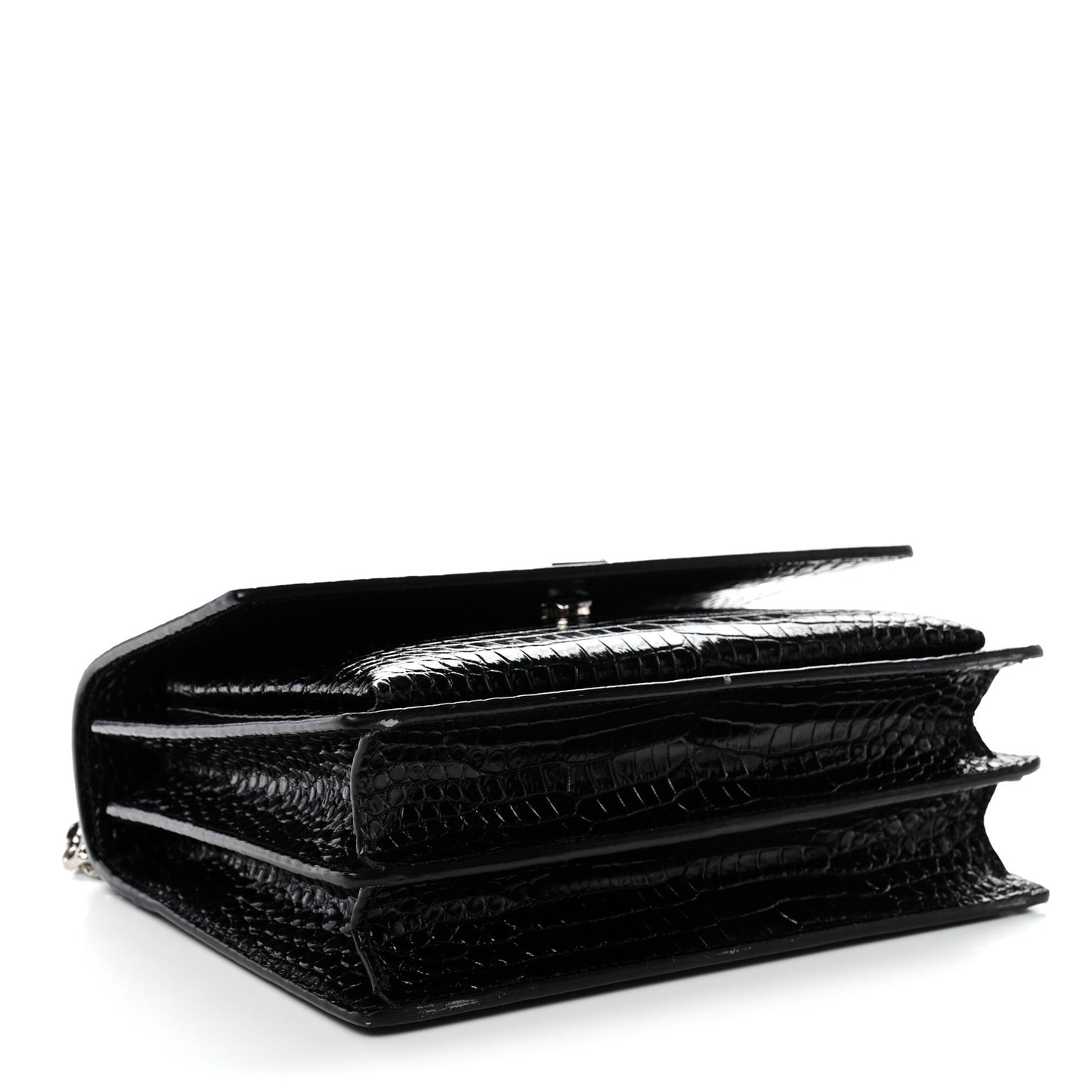 Calfskin Crocodile Embossed Medium Monogram Sunset Black