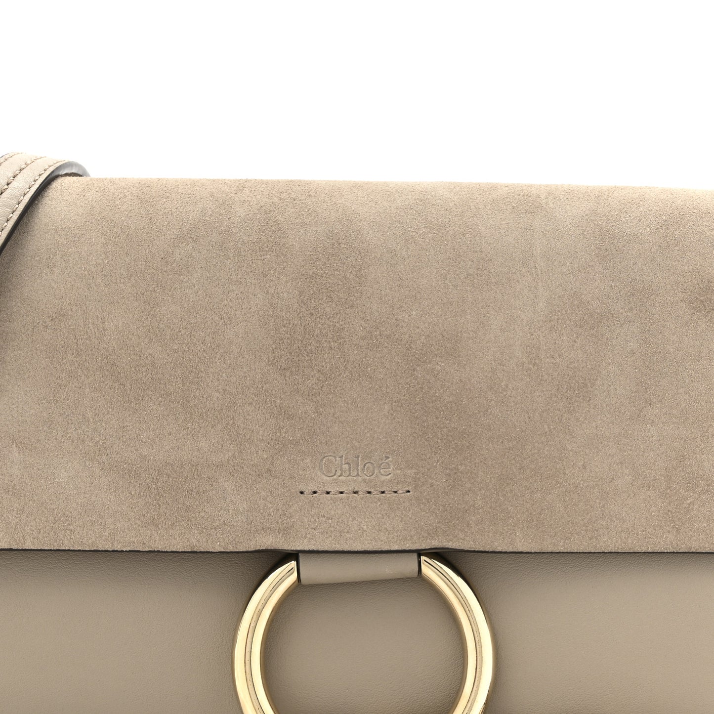 Suede Calfskin Small Faye Shoulder Bag Motty Grey