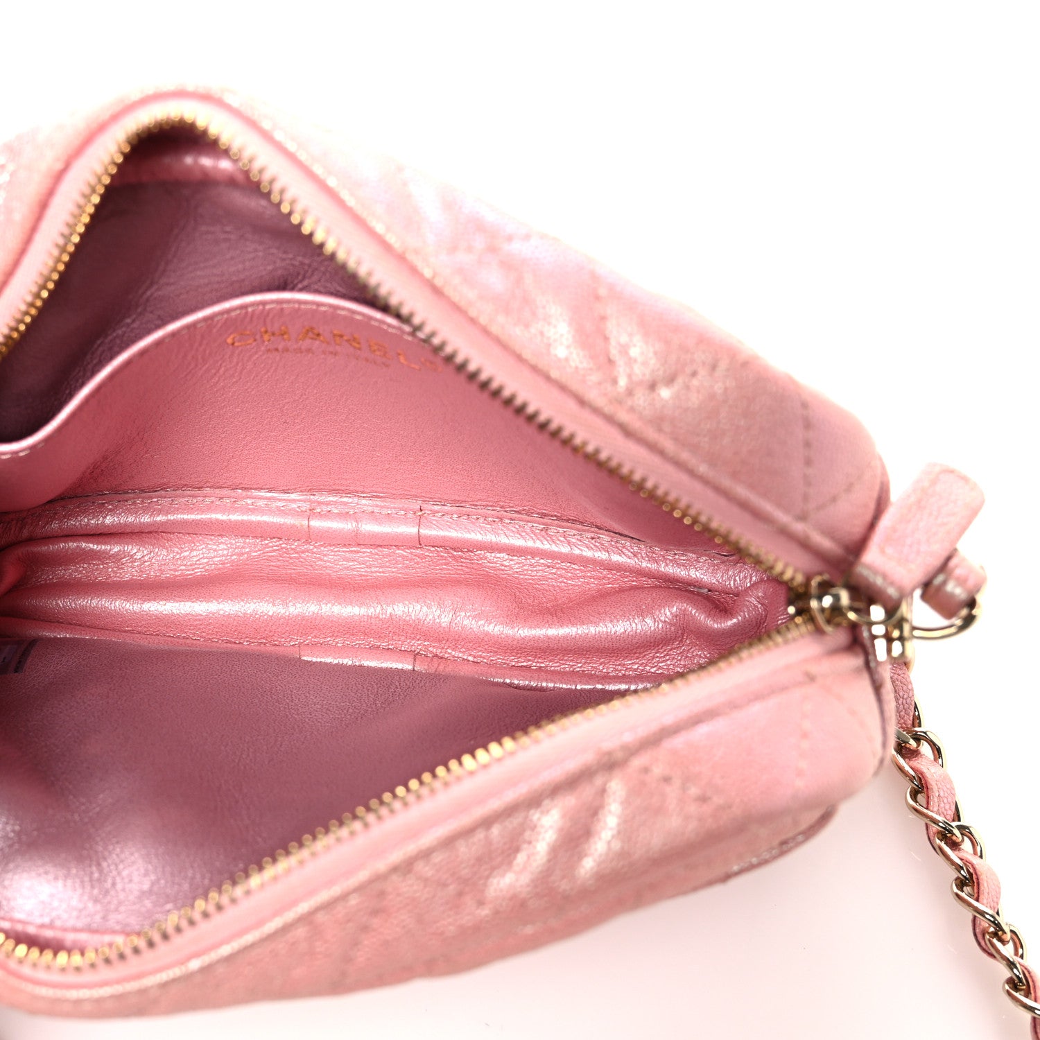 Chanel Iridescent Caviar Quilted Small Timeless Camera Case Pink