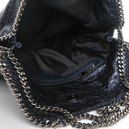 Stella McCartney Metallic Crackle Small Falabella Fold Over Tote Navy 5 of 6