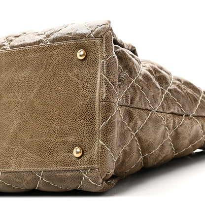 Chanel Crumpled Grained Calfskin Large Coco Pleats Tote Khaki 10 of 10