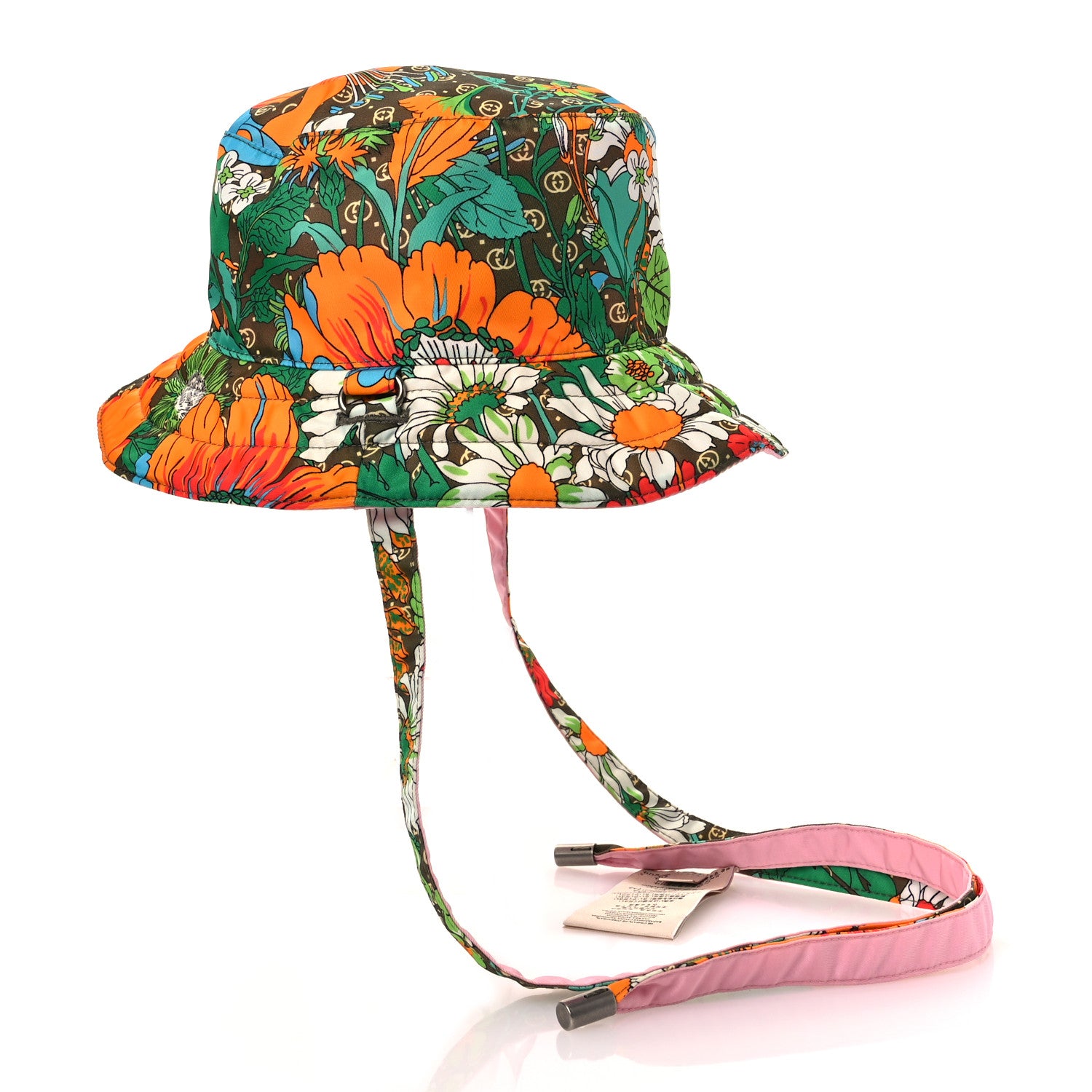 Gucci X THE NORTH FACE Econyl Nylon Floral Reversible Self-Tie Bucket Hat Pink 8 of 16