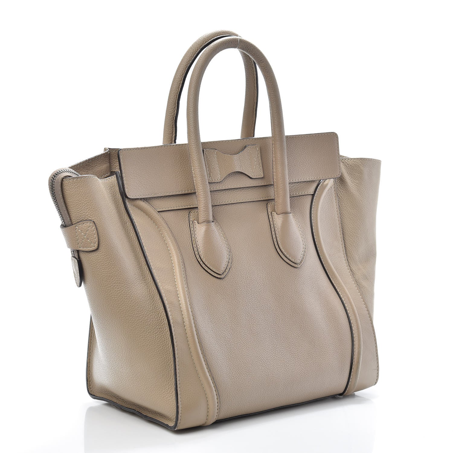 Celine Drummed Calfskin Mini Luggage Dune 3 of 9