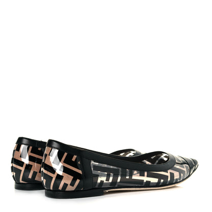 Fendi PVC Calfskin FF Colibri Ballerina Flats 37.5 Black 4 of 8