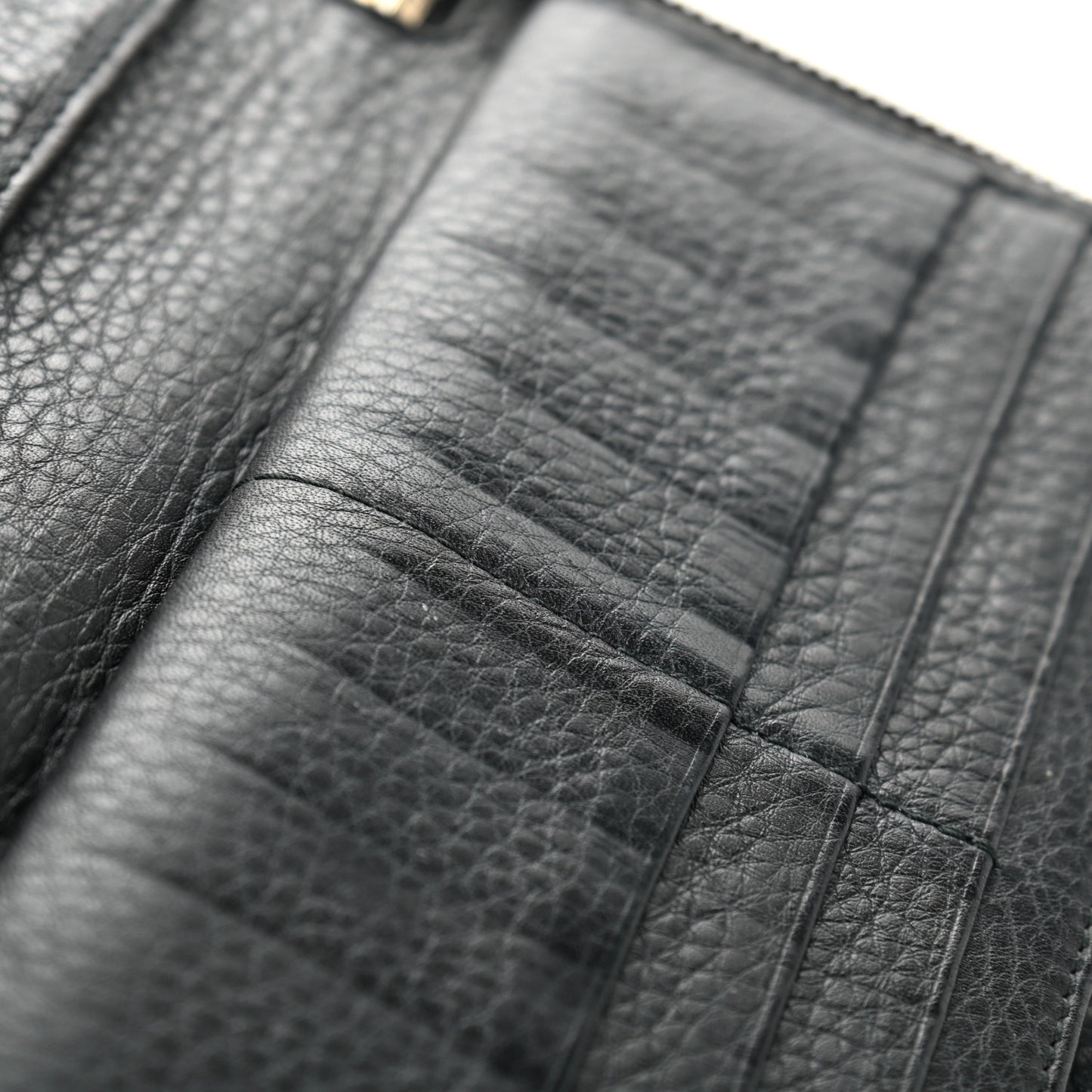 Pebbled Calfskin Soho Zip Around Wallet Black