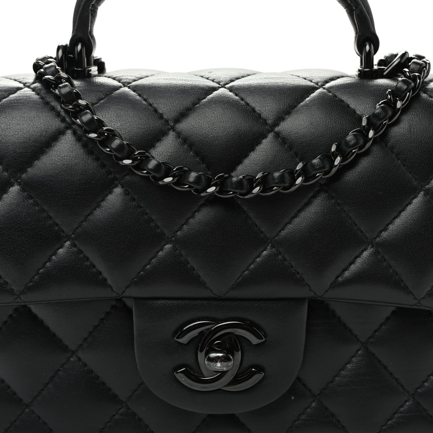 Chanel Lambskin Quilted Mini Top Handle Rectangular Flap So Black 8 of 11