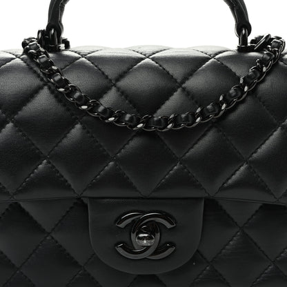 Chanel Lambskin Quilted Mini Top Handle Rectangular Flap So Black 8 of 11