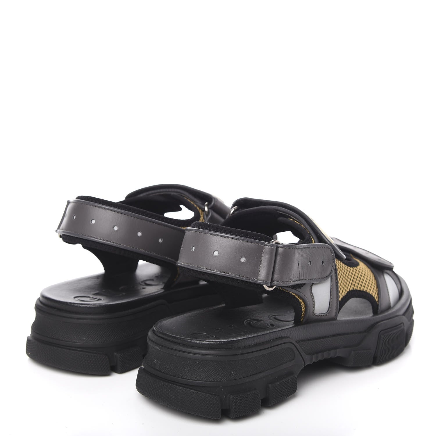 Gucci X SEGA Nappa Mesh Mens Aguru Sandals 9 Loess Black 4 of 9