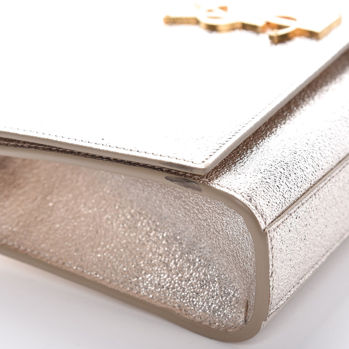 Metallic Calfskin Medium Classic Monogram Kate Satchel Gold