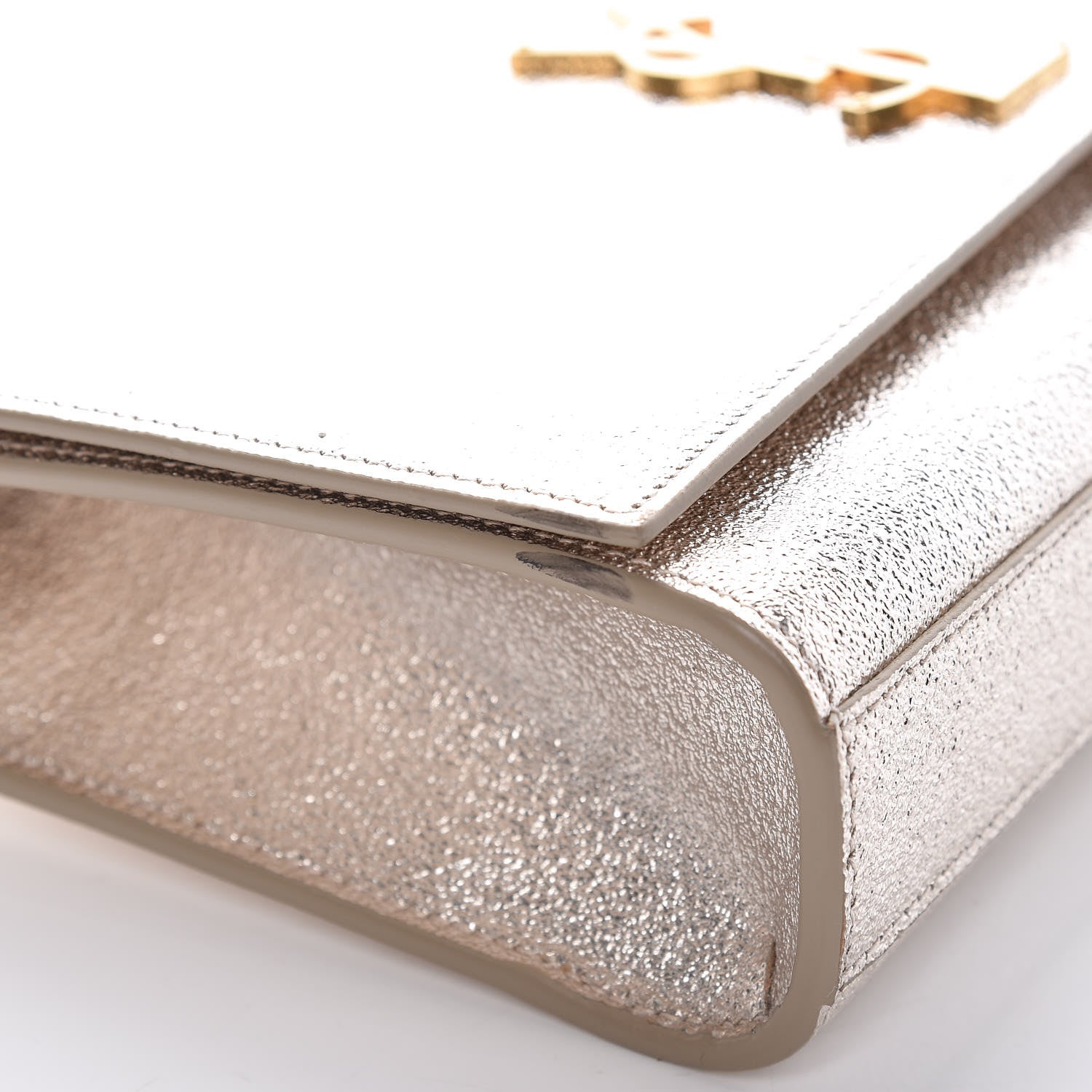 Saint Laurent Metallic Calfskin Medium Classic Monogram Kate Satchel Gold 9 of 9