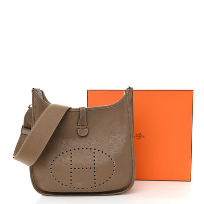 Hermes Taurillon Clemence EVELYNE III PM Etoupe 11 of 11