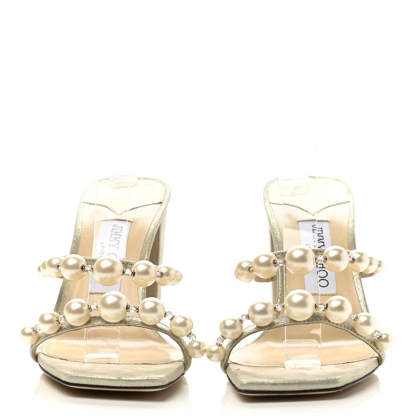 Shimmer Suede Pearl Embellished Amara 85 Mule Sandals 37 Champagne