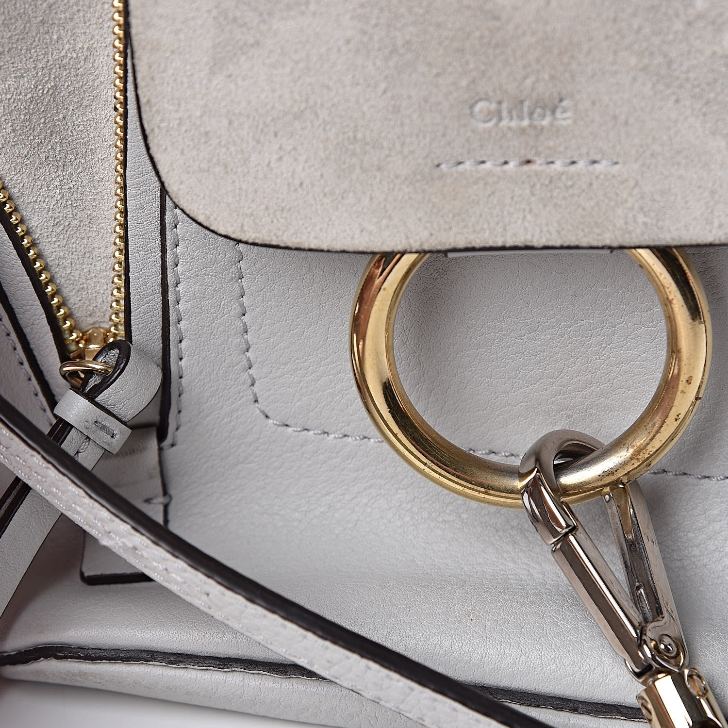 Chloe Suede Calfskin Mini Faye Backpack Airy Grey 12 of 14