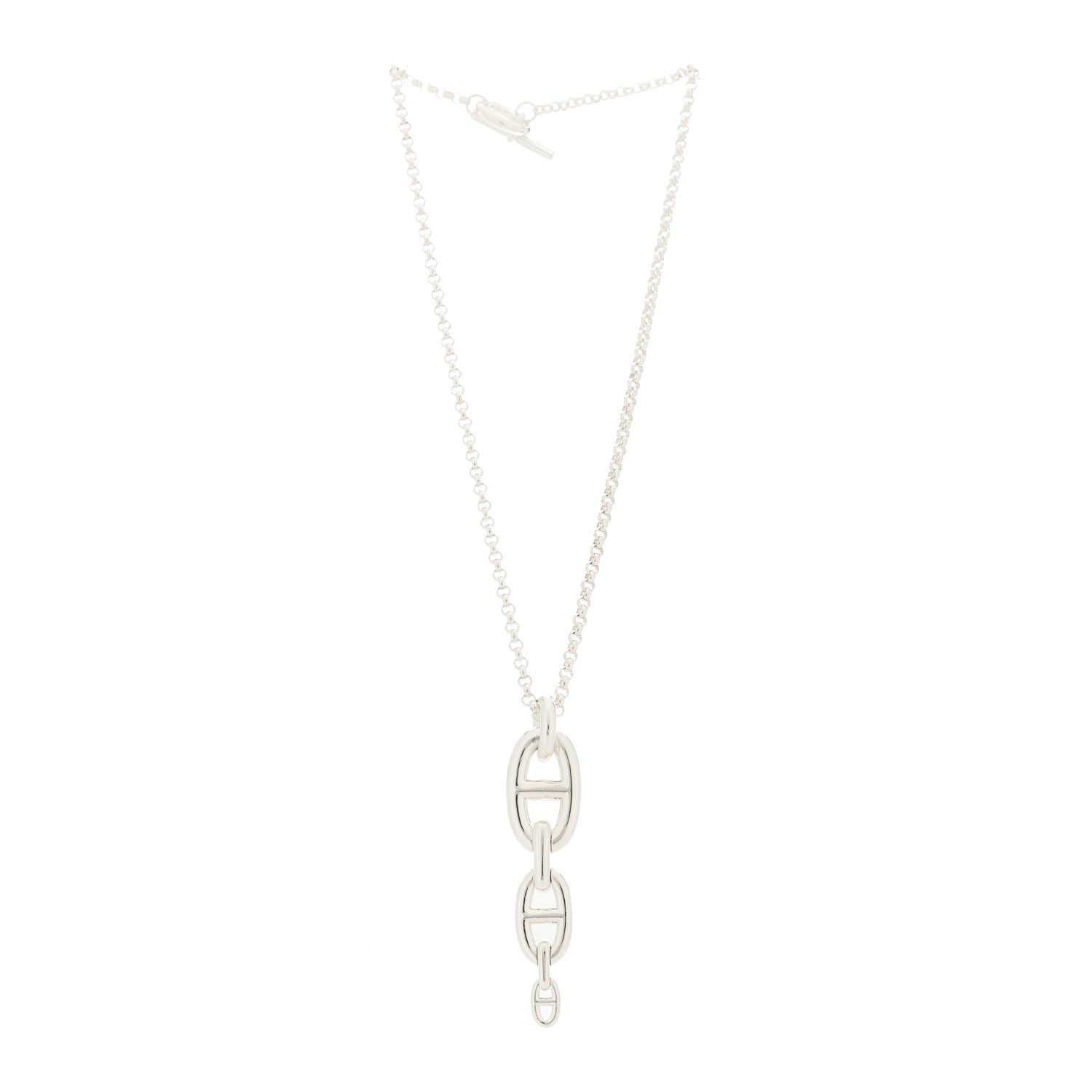 Hermes Sterling Silver GM Chaine D'Ancre Echainee Pendant Necklace 3 of 6