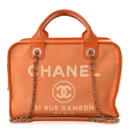 Chanel Canvas Deauville Bowling Bag Orange 1 of 9
