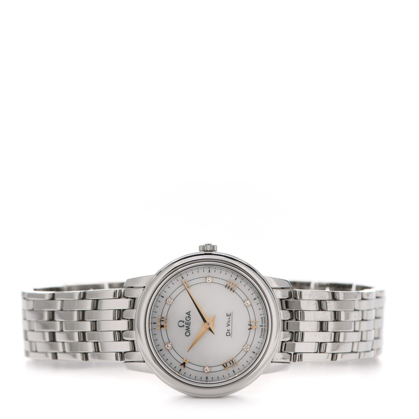 Stainless Steel Diamond Mother of Pearl 27mm De Ville Prestige Quartz Watch 424.10.27.60.55.001