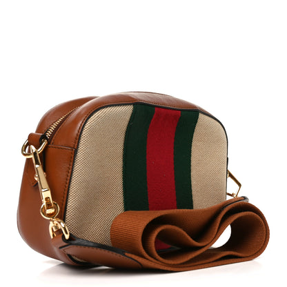 Gucci Vintage Canvas Web Shoulder Bag Sand Cuir 3 of 10