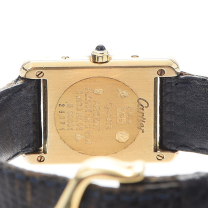 Cartier Sterling Silver Vermeil Lizard 20mm Must de Cartier Tank Quartz Watch Blue 5 of 12