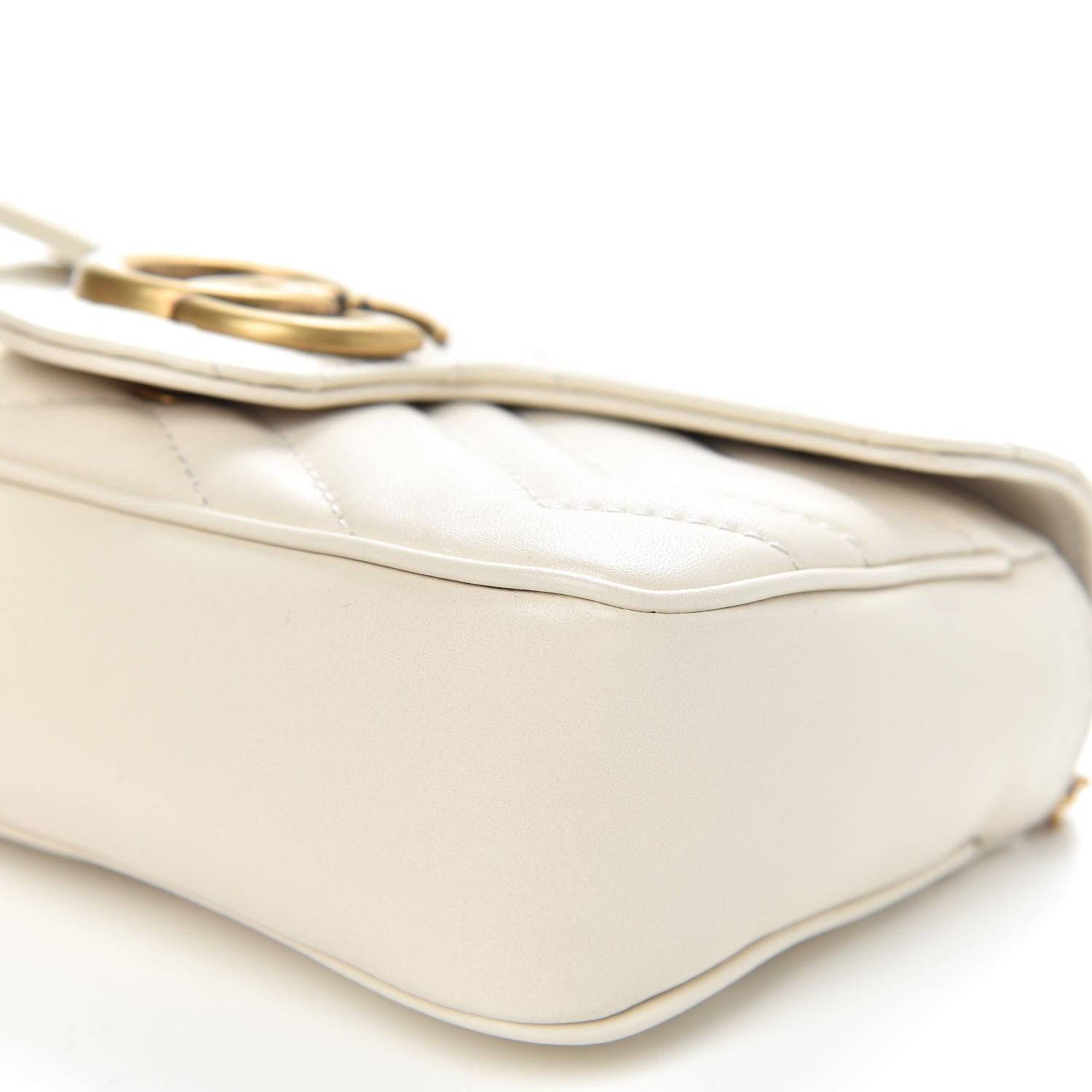 Gucci Calfskin Matelasse Super Mini GG Marmont Shoulder Bag White 9 of 11
