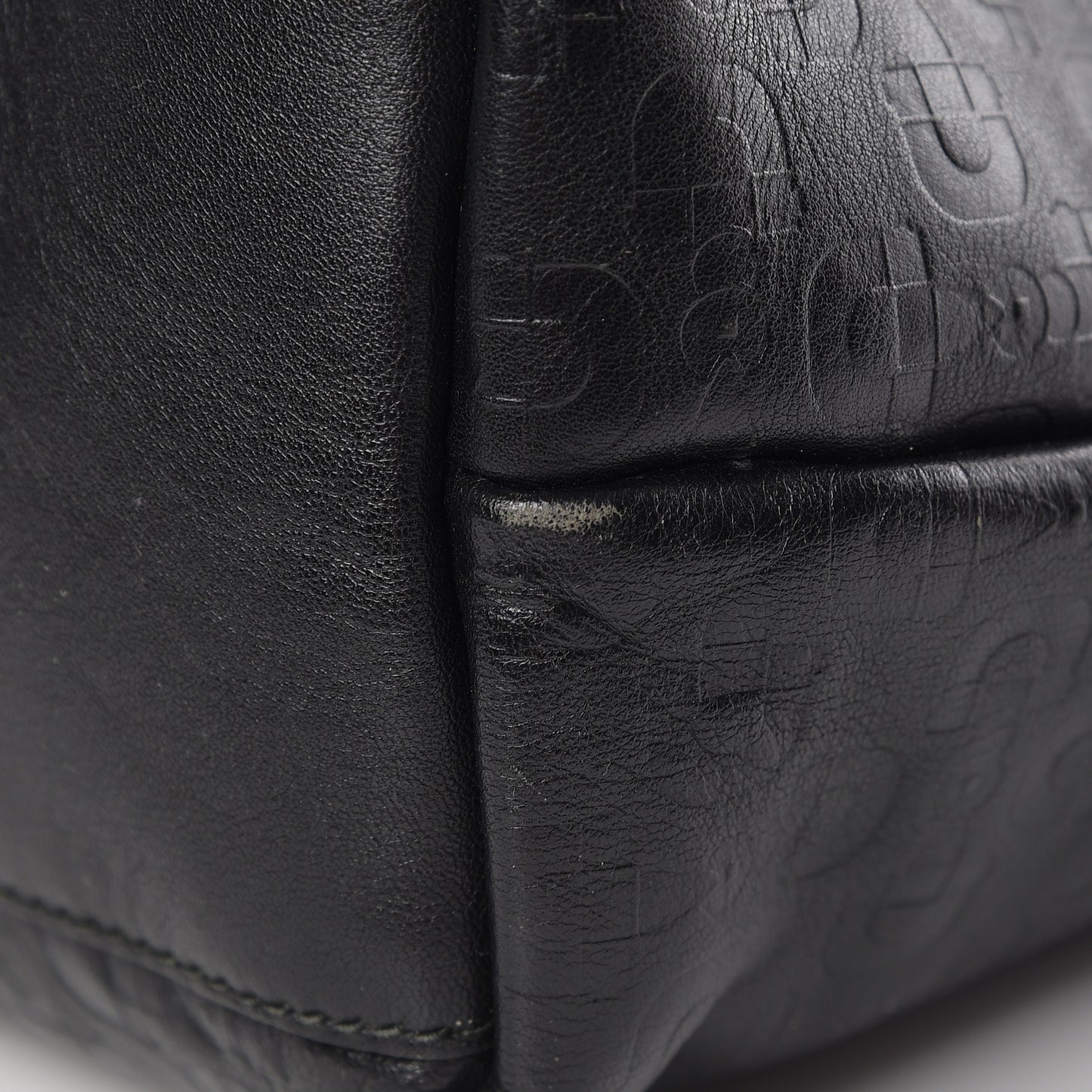 Calfskin Horsebit Embossed Large Tote Black