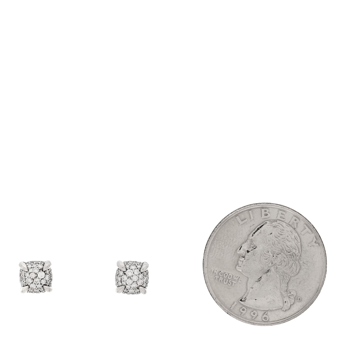 Sterling Silver Diamond 6.5mm Chatelaine Stud Earrings