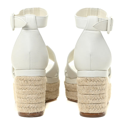 Hermes Goatskin Elda Espadrille Wedge Sandals 37 White 4 of 14