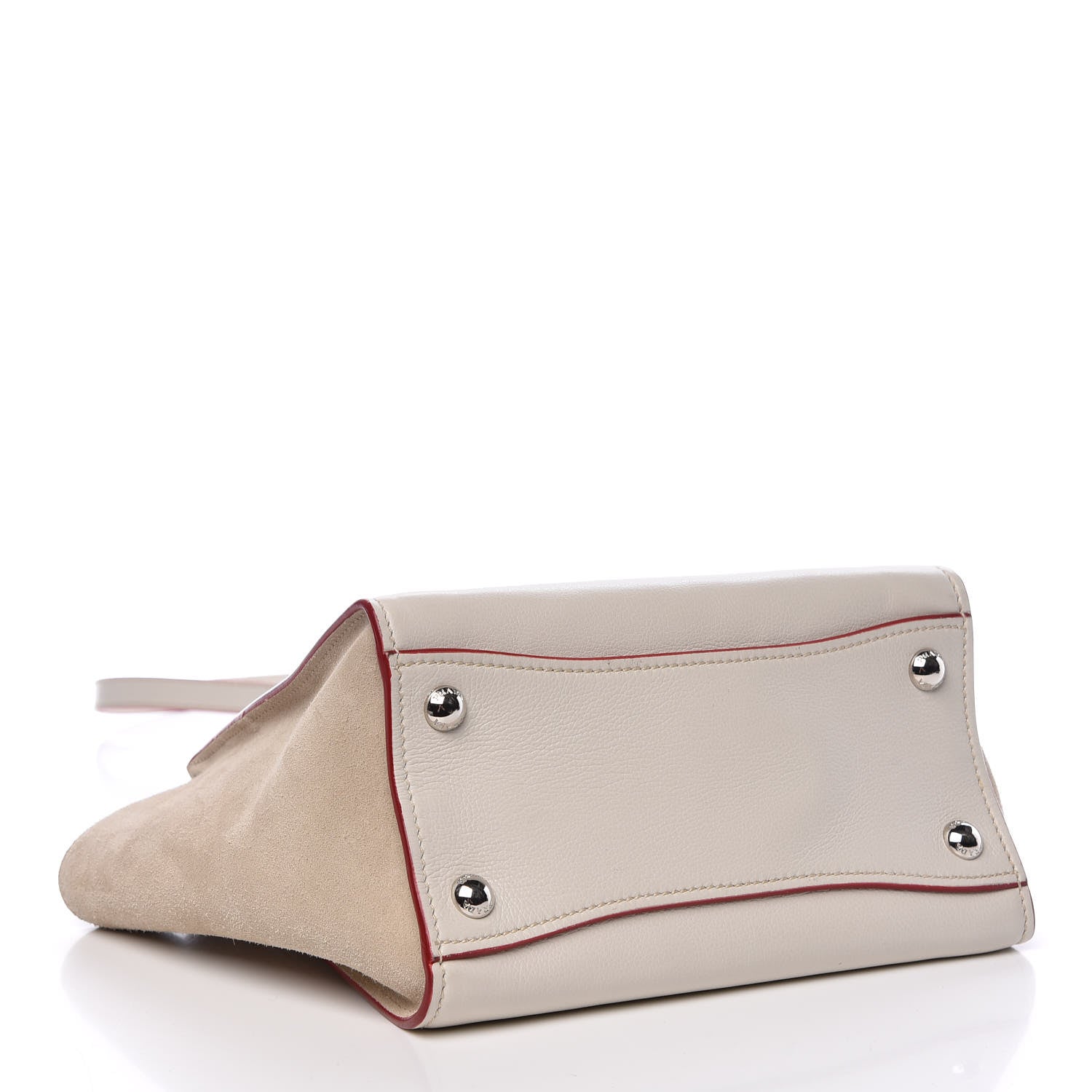 Prada Glace Calf Suede Mini Twin Pocket Tote Talco Rosso 4 of 9