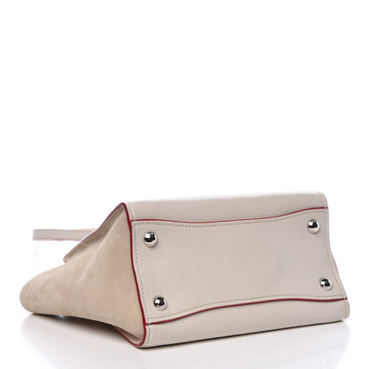 Prada Glace Calf Suede Mini Twin Pocket Tote Talco Rosso 4 of 9
