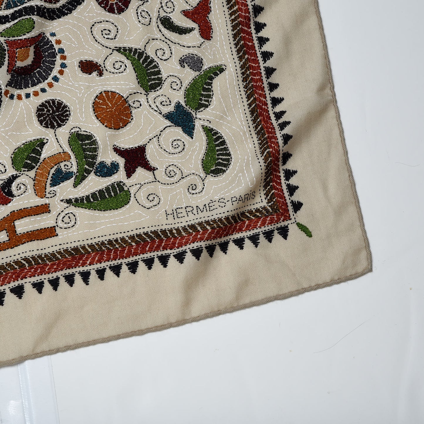 Cashmere Silk Carre Kantha Shawl 140