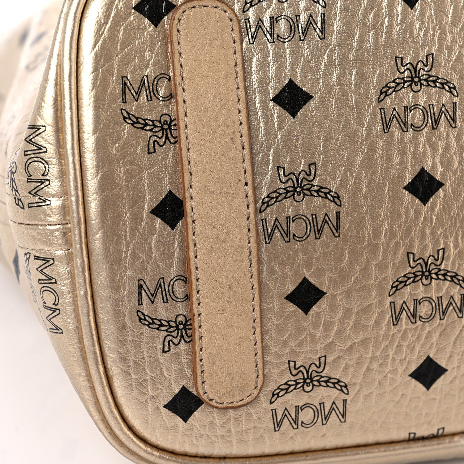 MCM Metallic Visetos Medium Liz Reversible Shopper Tote Gold 10 of 21