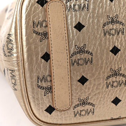 MCM Metallic Visetos Medium Liz Reversible Shopper Tote Gold 10 of 21