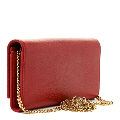 Gucci Dollar Calfskin Petite GG Marmont Wallet Chain Bag Hibiscus Red 3 of 16