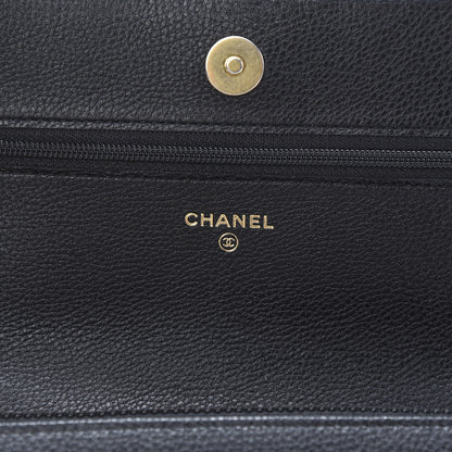 Chanel Calfskin Crochet 19 Wallet On Chain WOC Black 7 of 13