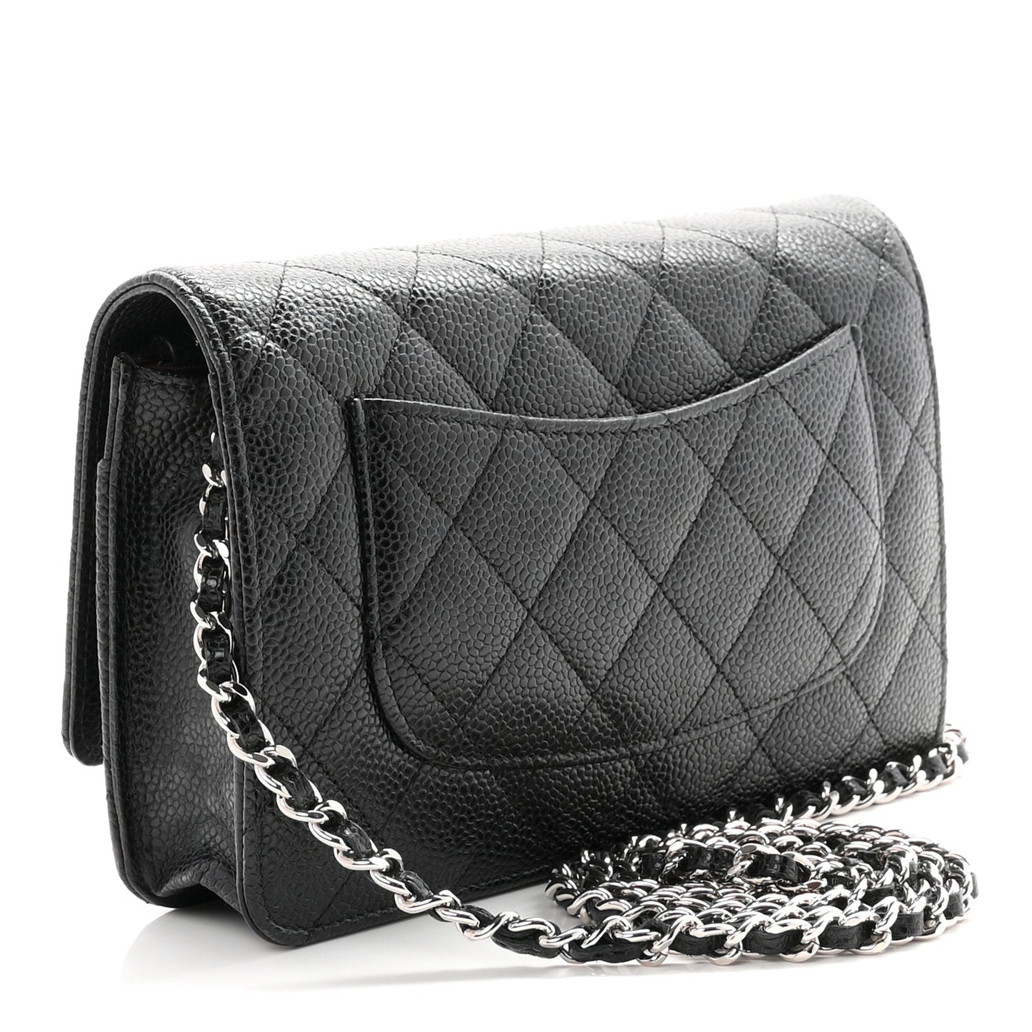 Caviar Quilted Wallet on Chain WOC Black