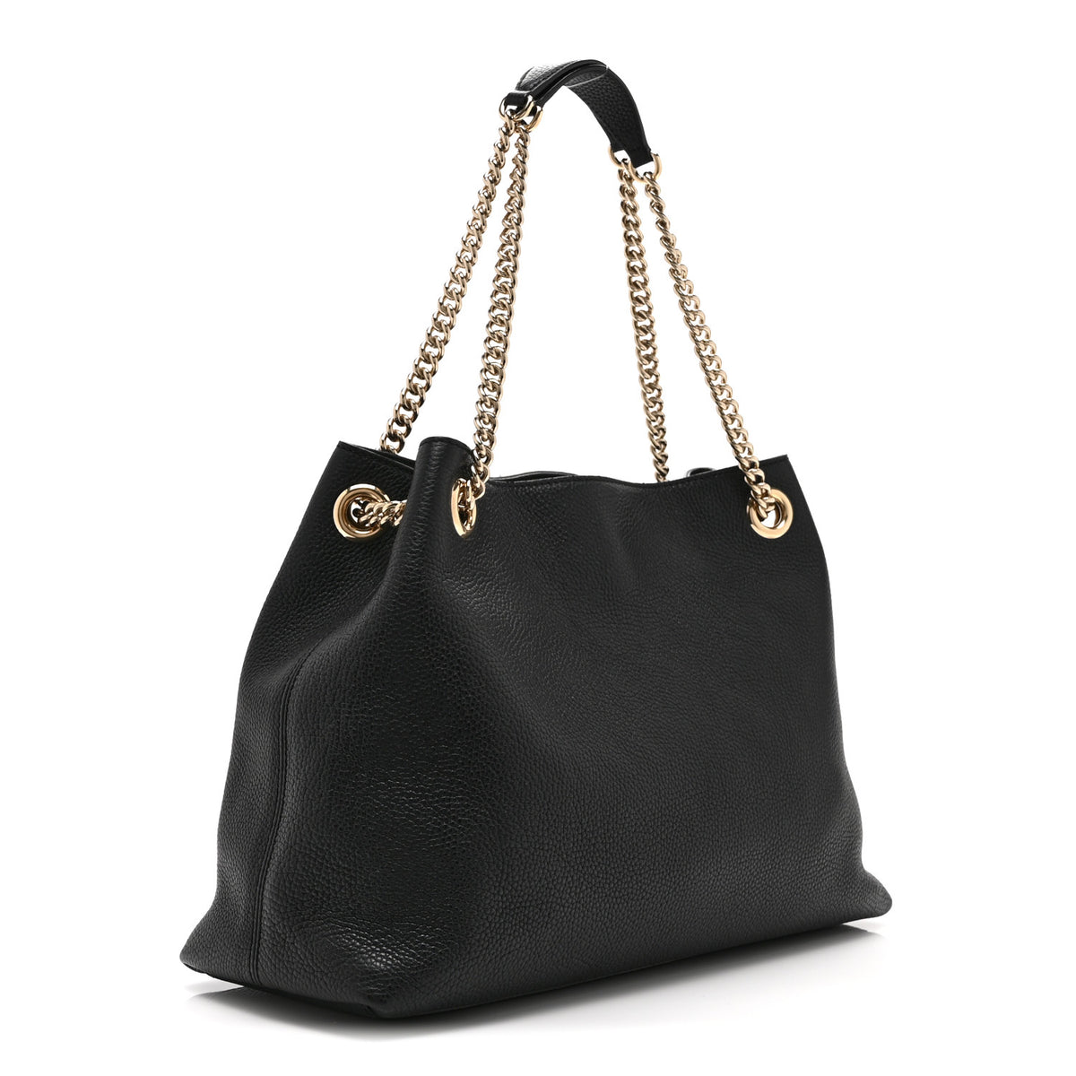 Pebbled Calfskin Medium Soho Chain Shoulder Bag Black