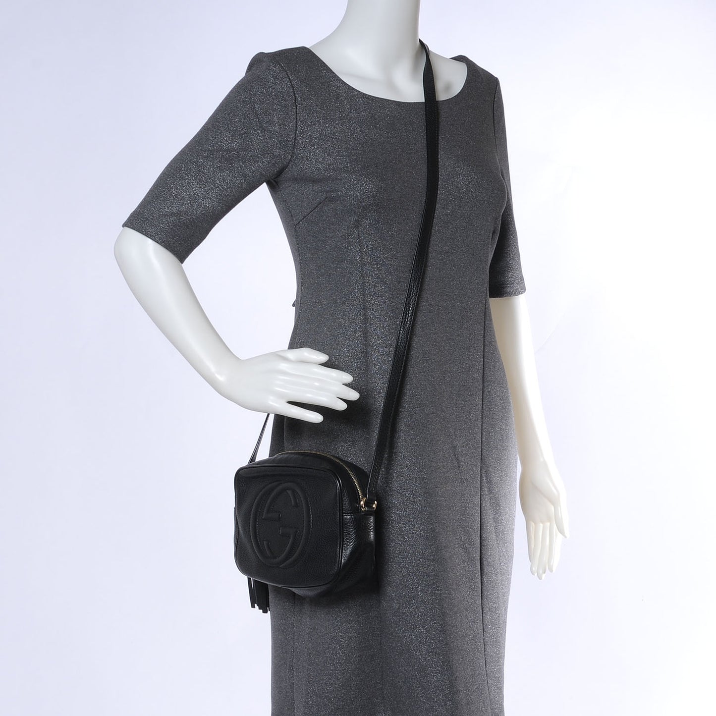 Pebbled Calfskin Small Soho Disco Bag Black