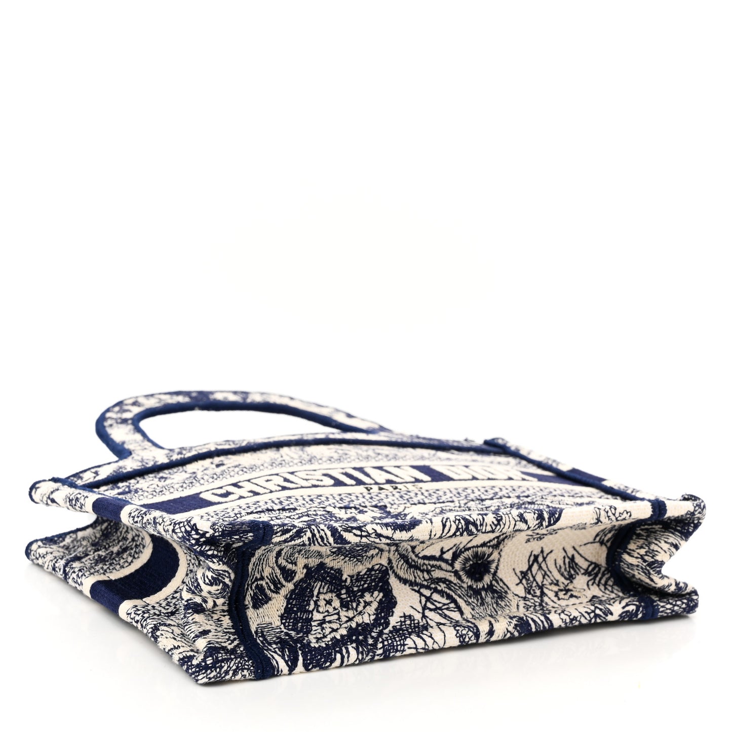 Canvas Embroidered Mini Toile De Jouy Book Tote Blue