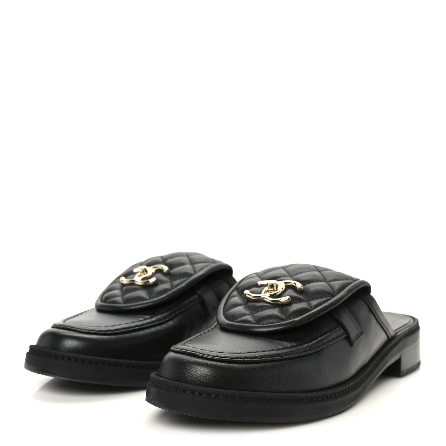 Chanel Lambskin Quilted CC Turnlock Mules 40 Black 4 of 11