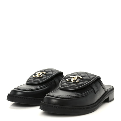 Chanel Lambskin Quilted CC Turnlock Mules 40 Black 4 of 11